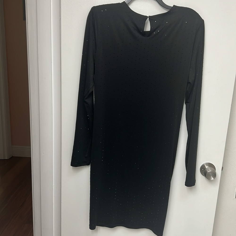 4. H&M Black Midi long sleeved dress with front twist knot, black rhinestones M